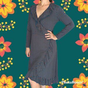 Matilda Jane Ruffled Wrap Dress Teal Blue Orange Size Large